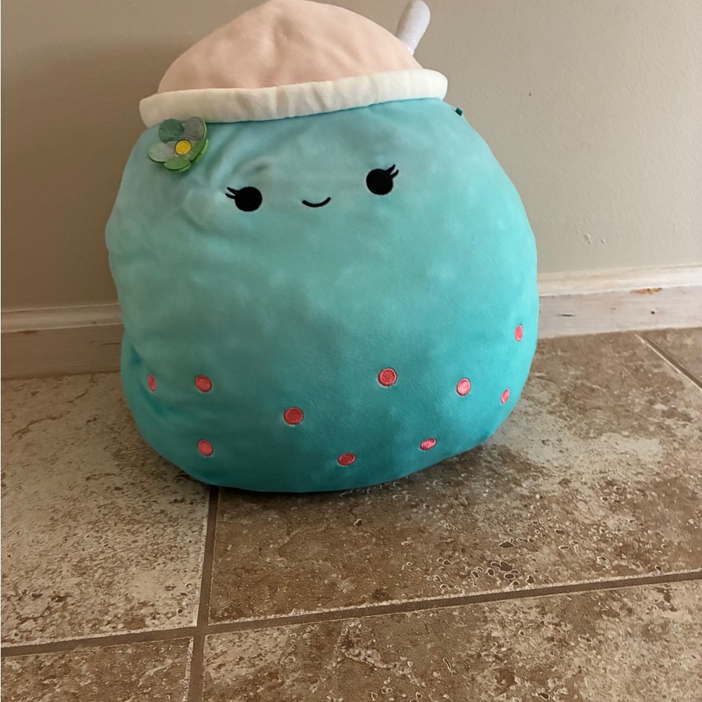 Cute Blue Plush Toy with Pink Accents